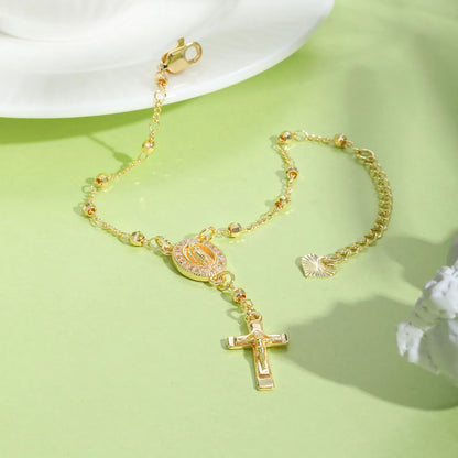 ﻿Y-Shaped Religious Virgin Mary Beaded Necklace for Women, Holy Rosary Cross Jesus Pendant Necklace,Christianity Prayer Jewelry