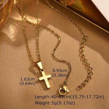 Vnox Christian Religion Necklaces For Women Men,Stainless Steel Chain Cross Pendant Charm Necklace,Classic Gold Plated Jewelry