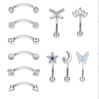11Pcs Hypoallergenic Stainless Steel Rook Piercing Jewelry Set,Eyebrow Rings Cartilage Daith Tragus Helix Piercing Jewelry
