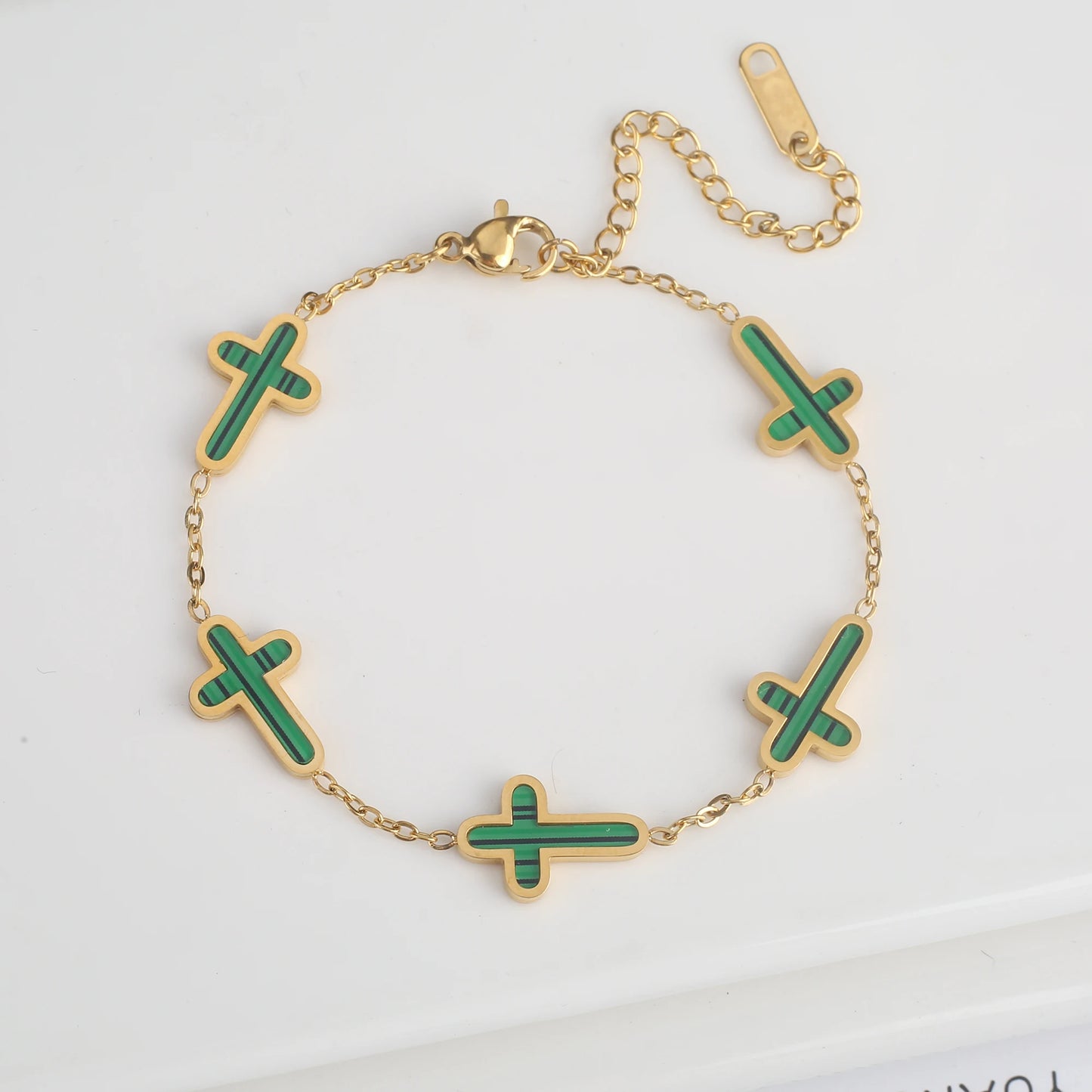 Stylish Stainless Steel Gothic Cross Adjustable Chain Bracelet for Man Woman Simple Daily Party Gold Color Religious Jewelry