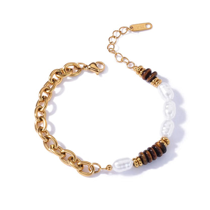 Free Shipping Fashion Beads Bracelet For Women Stainless Steel Gold Color Chain Bracelet 2025 New Party Wedding Couple Jewelry