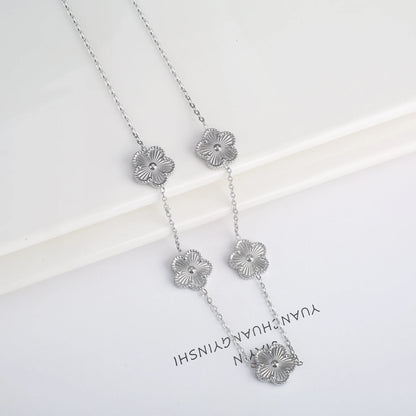Waterproof Clover five-leaf flower Metal Laser Stainless Steel Jewelry Set Classic for Woman Luxury Party Jewelry Daily Wear