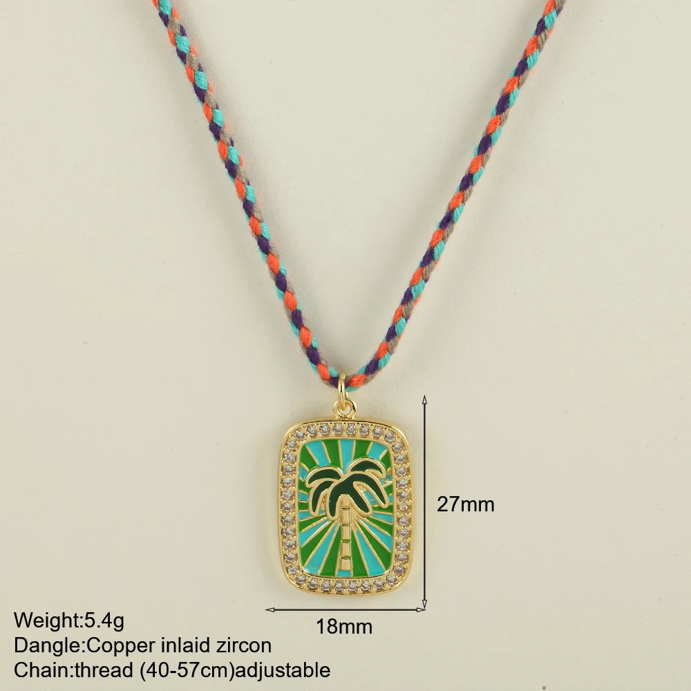 Bohemian POP Art Heart Necklace For Women Gothic Evil Blue Eye Collars Handwoven Wool Chain Choker Tarot Card Summer Jewelry
