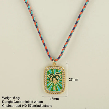 Bohemian POP Art Heart Necklace For Women Gothic Evil Blue Eye Collars Handwoven Wool Chain Choker Tarot Card Summer Jewelry