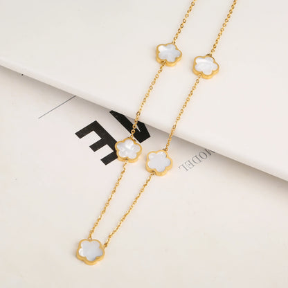 Hot Selling Stainless Steel Single Sided Pendant Necklace With Five Leaf Flower High-Quality Jewelry For Women's Clover