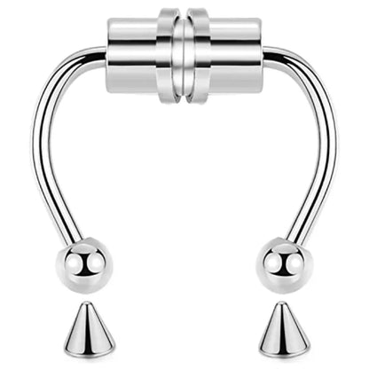 1/2/3/4/5pcs Fake Magnetic Stainless Steel Nose Rings,Non Piercing Septum Rings Magnetic Nose Ring Clipped Onto The Nose