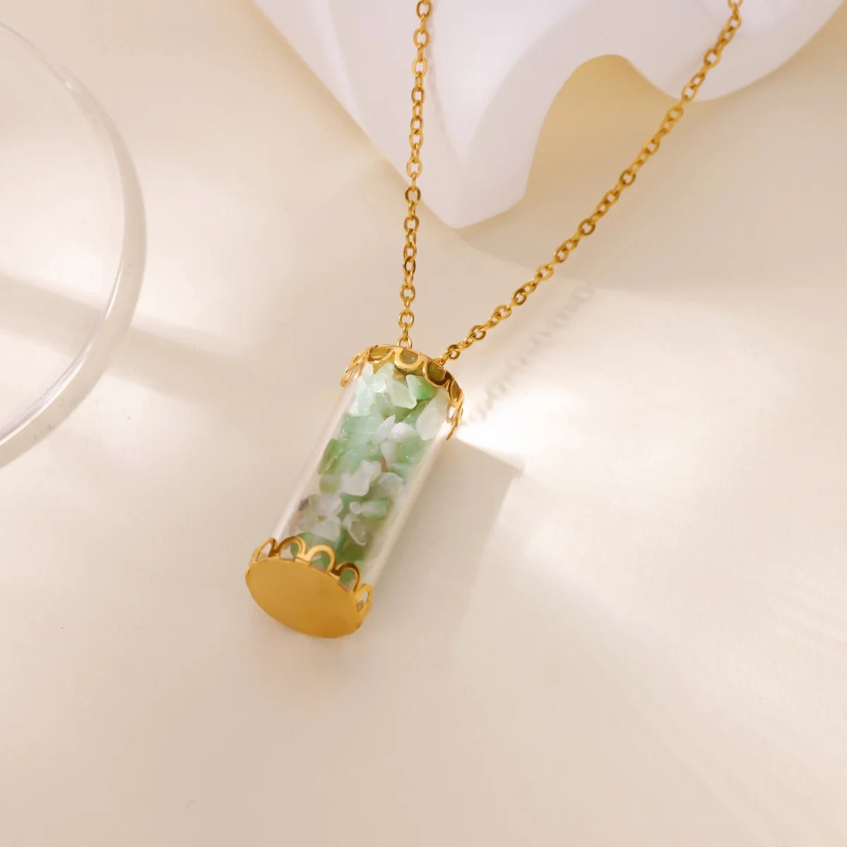 Free Shipping Bottle Stone Pendant Necklaces For Women Stainless Steel Chain Collar Necklace 2025 New Summer Beach Jewelry