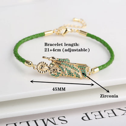 Hot Sale Green Pink Religious St. Jude Leather Rope Braided Jewelry Bracelet Fashion for Man Woman Daily Party Zirconia Jewelry
