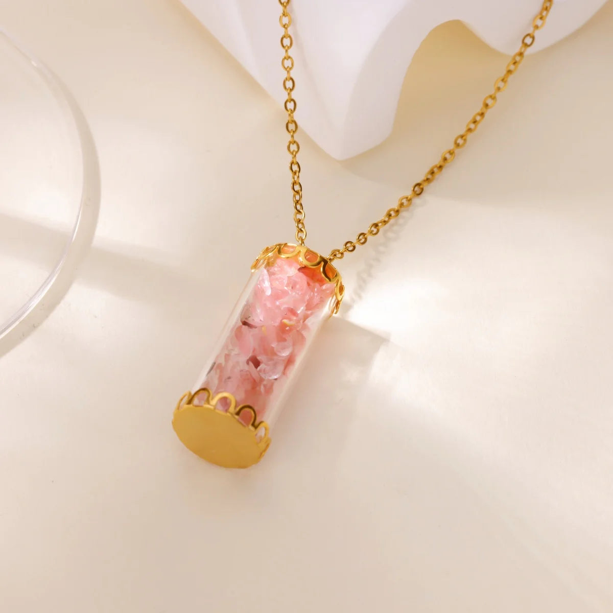 Free Shipping Bottle Stone Pendant Necklaces For Women Stainless Steel Chain Collar Necklace 2025 New Summer Beach Jewelry