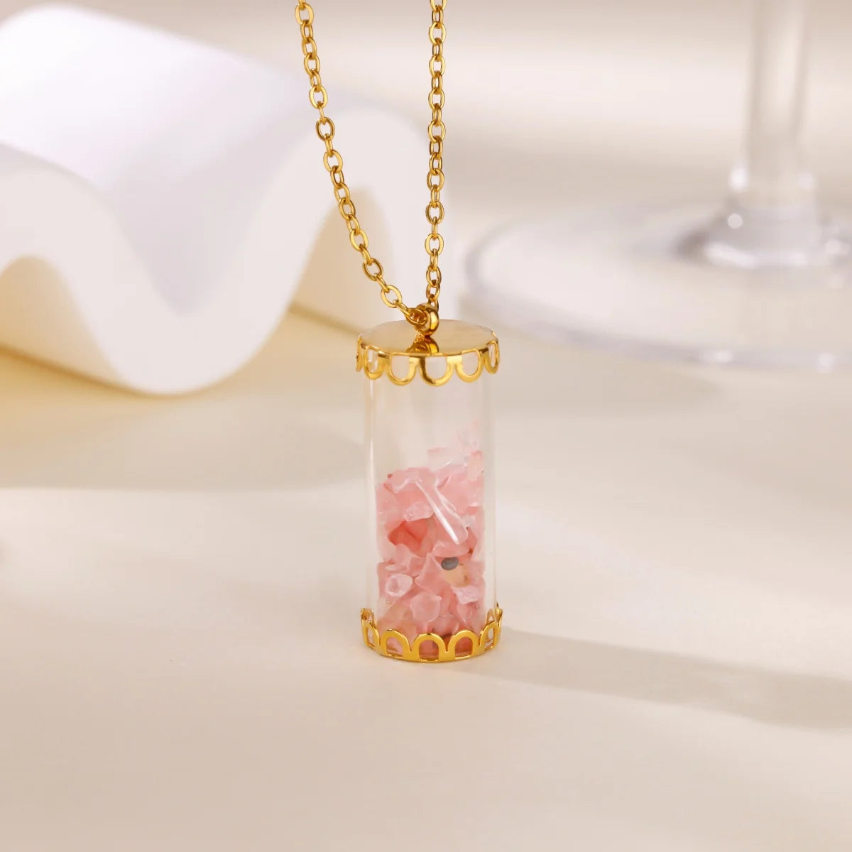 Free Shipping Bottle Stone Pendant Necklaces For Women Stainless Steel Chain Collar Necklace 2025 New Summer Beach Jewelry