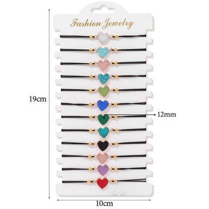 Wholesale 12Pcs/Set Colorful Natural Stone Bracelets Adjustable Rope Braided Bracelet Handmade Bohemia Bracelets with Cards