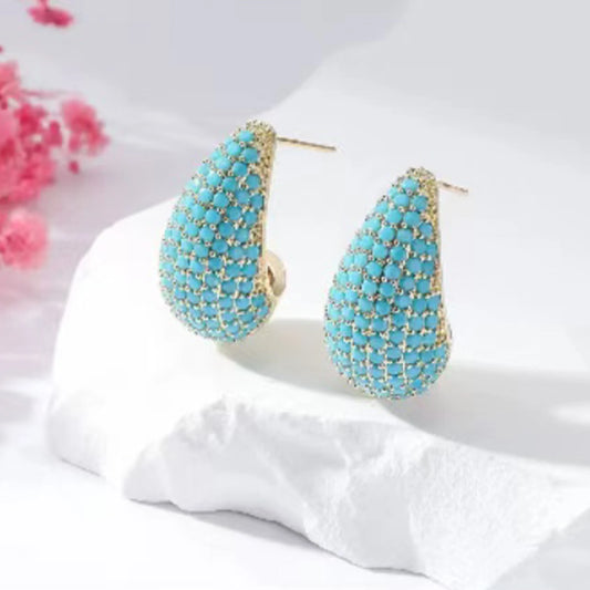 Hot Sale Glossy Waterdrop Comma Full Zircon Earrings for Women Lightweight Versatile Ear Jewelry Engagement Wedding Gifts