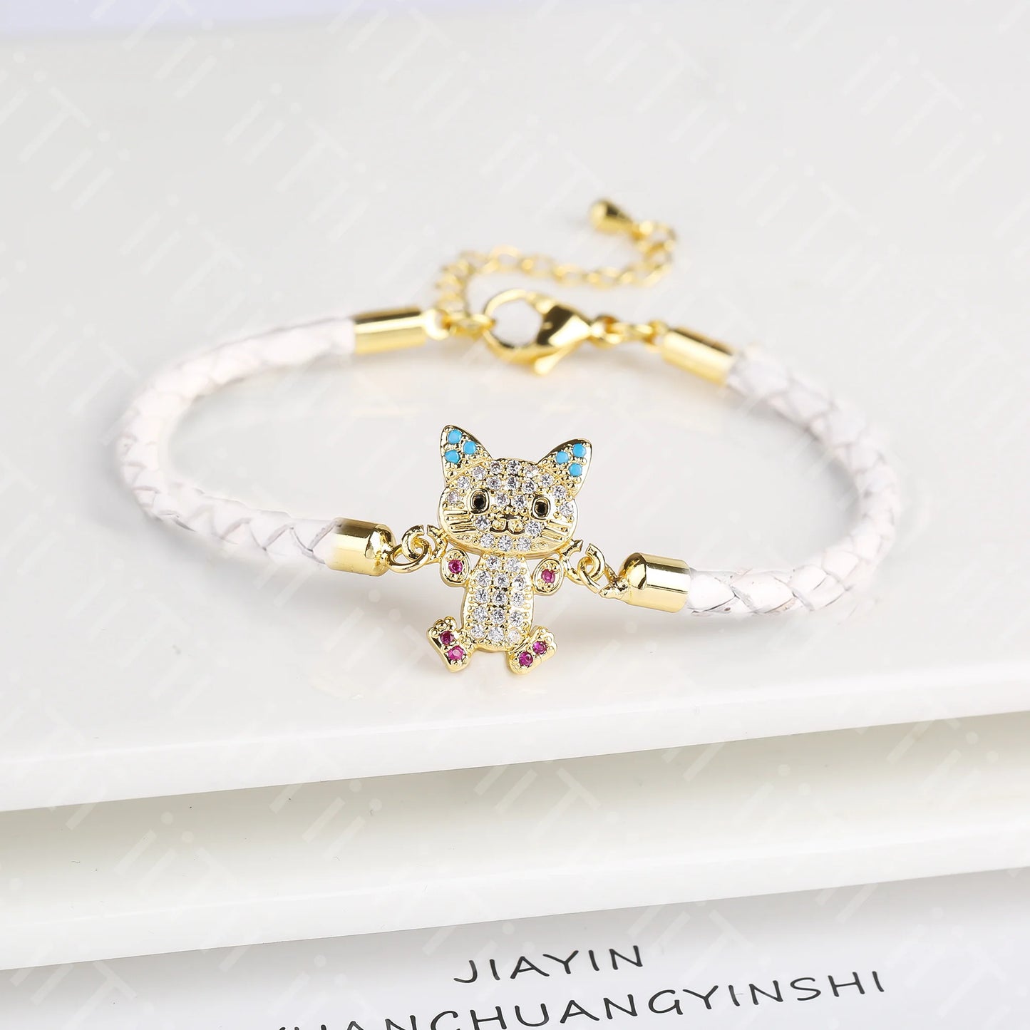 High Quality Zirconia Puppy Snake Elephant Cat Leopard Animal Theme Leather Rope Braided Bracelet for Man Woman Party Jewelry