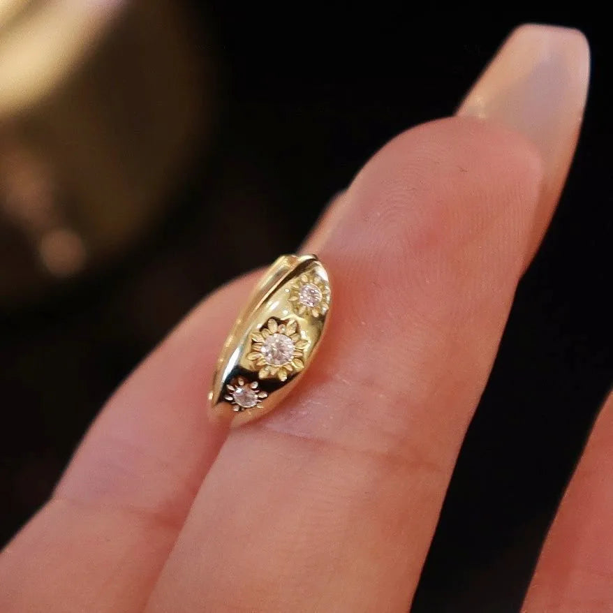 4PCS Fashion Stainless Steel Zirconia Star Huggie Hoop Earrings Set for Women Curious Pendant Flower Ear Stud Piercing Jewelry