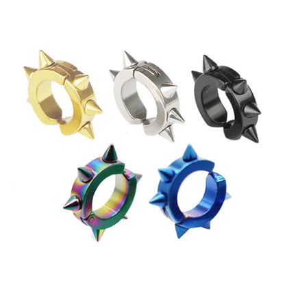 2/4pcs Punk Style 316L Stainless Steel Spine Earring,Clip On Non Piercing Hoop Earring Fashion Fake Piercing Jewelry