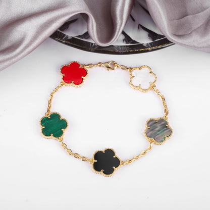 Simple 15mm Natural Shell Stone Five-Leaf Flower Set Bracelet Necklace Classic Flower Woman Jewelry Sets For Party Daily Wear