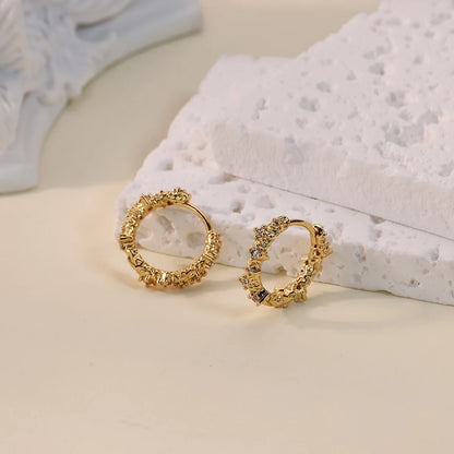 Free Shipping Vintage Zircon Hoop Stud Earrings For Women Stainless Steel Piercing Earring 2025 New Fashion Wedding Jewelry