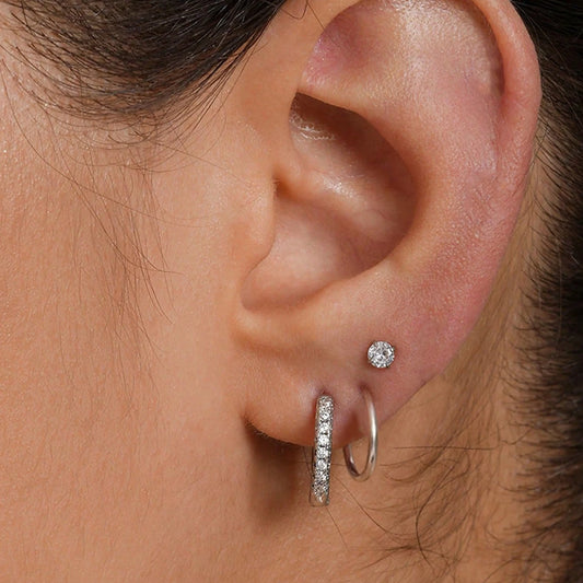 3Pcs Hypoallergenic Stainless Steel Cartilage Stud Earrings Set,Cubic Zerconia Daith Tragus Lobe Piercing Jewelry Accessories