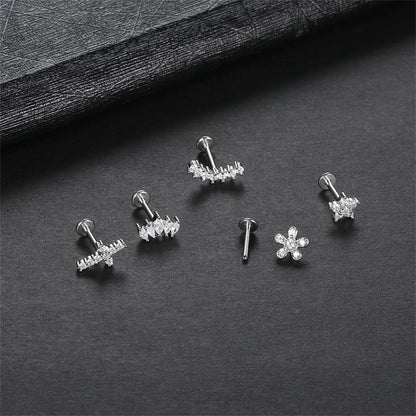 1/5Pcs 316L Stainless Steel Delicate Flower Tragus Cartilage Stud Earring,Internally Threade Daith Helix Ear Piercing Jewelry