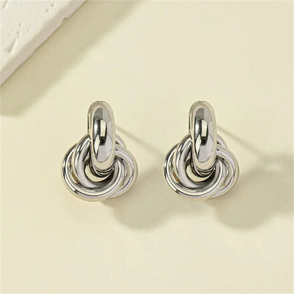2Pcs Trendy Stainless Steel Gold Color Knot Hoop Earring For Women,Shiny Cute Tragus Cartilage Ear Stud Suitable Give Girlfriend