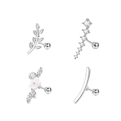 1/4/6/8Pcs 16G Stainless Steel Screw Back Stud Earrings for Women,Cubic Zerconia Cartilage Conch Helix Ear Piercing Jewelry