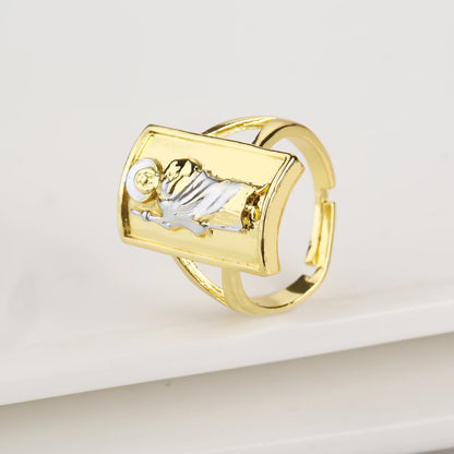 Gold Plated Classic Religious Character St. Jude Adjustable Ring Fashion for Man Woman Party Wedding Jewelry Gift Daily Wear