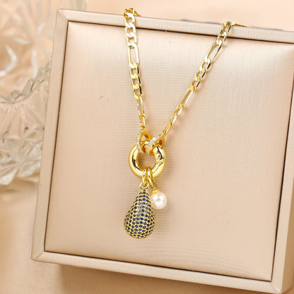 6 Colors Shiny Zirconia Comma Water drop Pendant Clavicle Chain Choker Classic for Woman Girl Daily Party Jewelry Holiday Gift