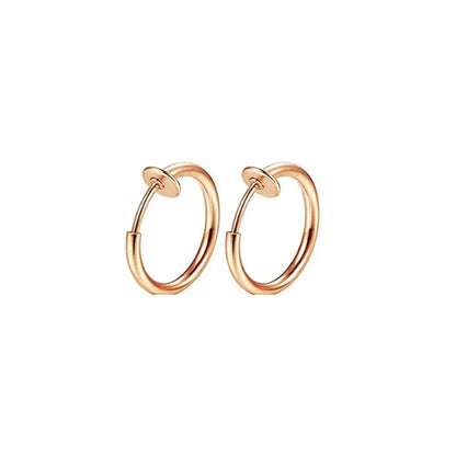 2/8pcs Fake Nose Ring Hoops, Clip on Ear Fake Septum Ring Non Piercing Spring Hoop Earrings Lip Ring Fake Cartilage Earrings
