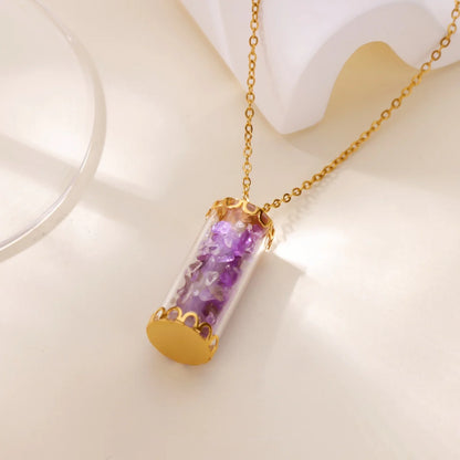 Free Shipping Bottle Stone Pendant Necklaces For Women Stainless Steel Chain Collar Necklace 2025 New Summer Beach Jewelry