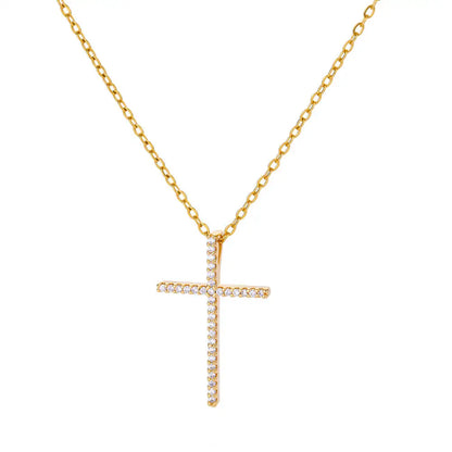 Stainless Steel Jesus Cross Necklace For Women Men Gold Color Caravaca Angels Crucifix Charm Choker Rapper Jewelry Hip Hop Gift