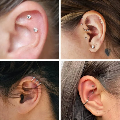 2-16Pcs 16G Cartilage Earring, Hypoallergenic Tragus Conch Helix Studs Earrings Daily Decor Jewelry For Women Men Girls