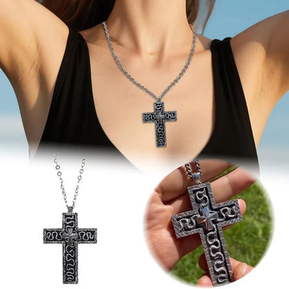 Game Cross Necklace with Secret Compartment Antique Cross Pendant Wear Resist Ten-Shaped Pendant Necklaces Fashion Accessory