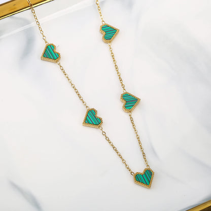 3Pcs 18k Gold-Plated Heart Shape Necklace Earrings Bracelet Jewelry Set Classic For Woman Fashion Party Jewelry Gift Daily Wear