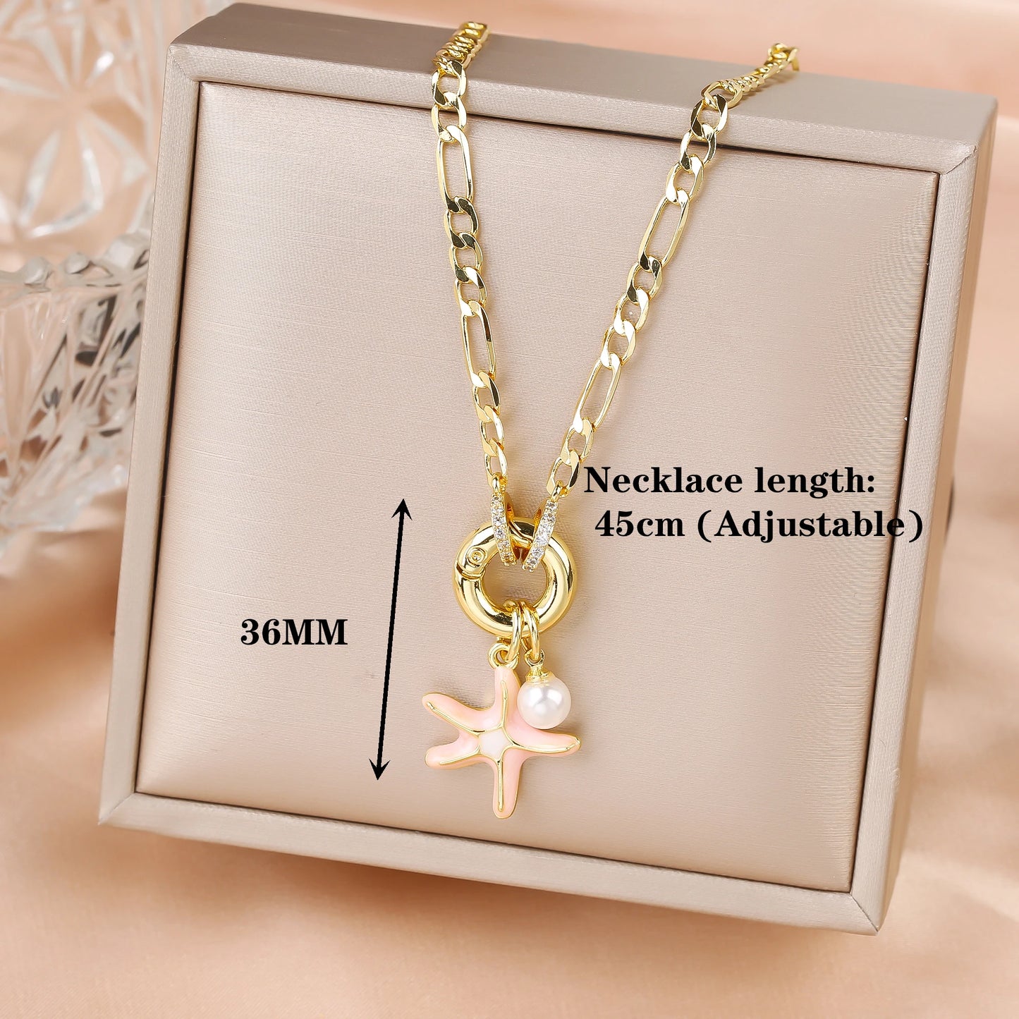 New Arrival Ocean Theme Starfish Pendant 3:1 Chain Necklace Choker for Woman Classic Party New Trend Aesthetic Jewelry Gift