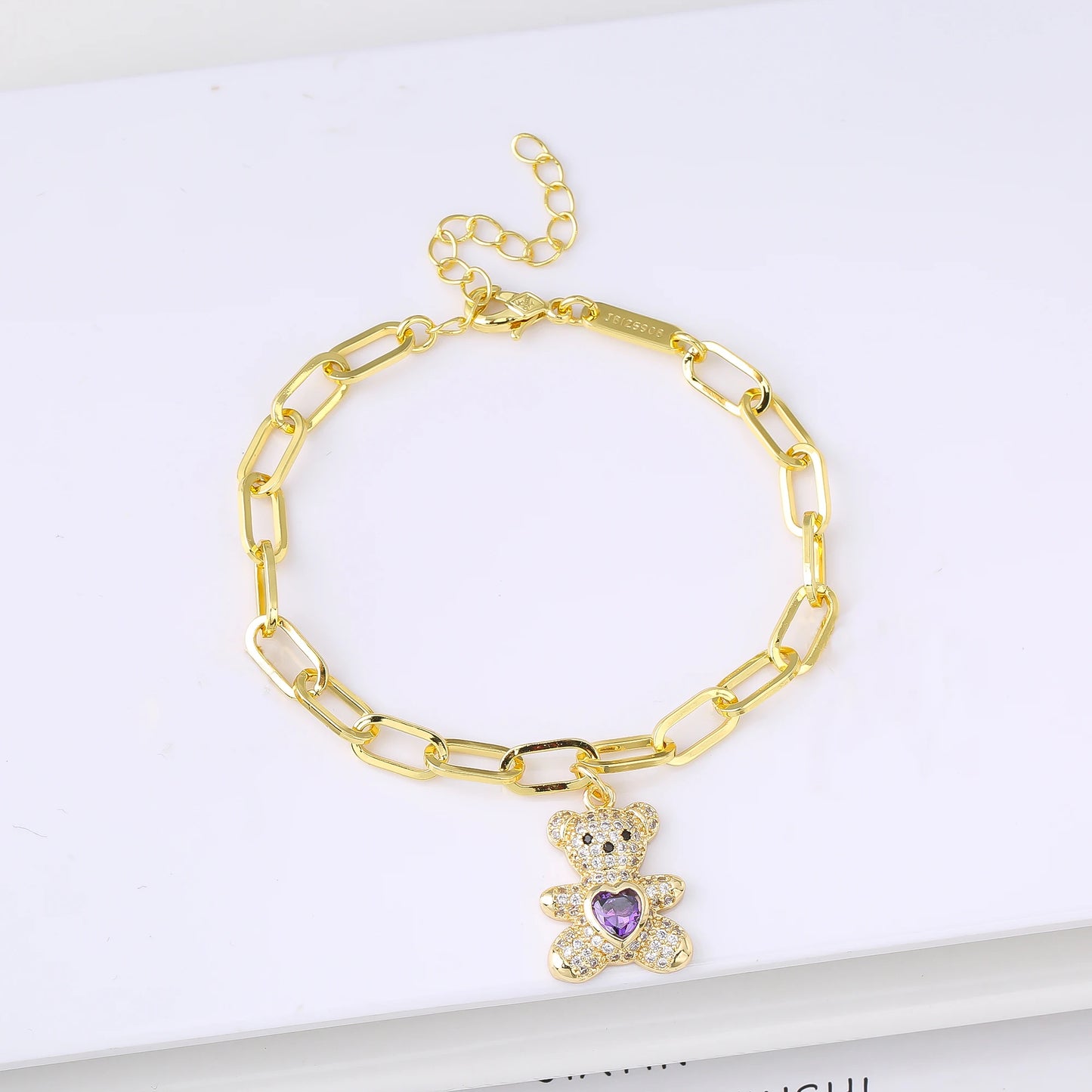 New Fashion Animal Bear Crystal Adjustable Copper Bracelet for Man Woman Punk Party Aesthetic Zirconia Jewelry Fine Gift