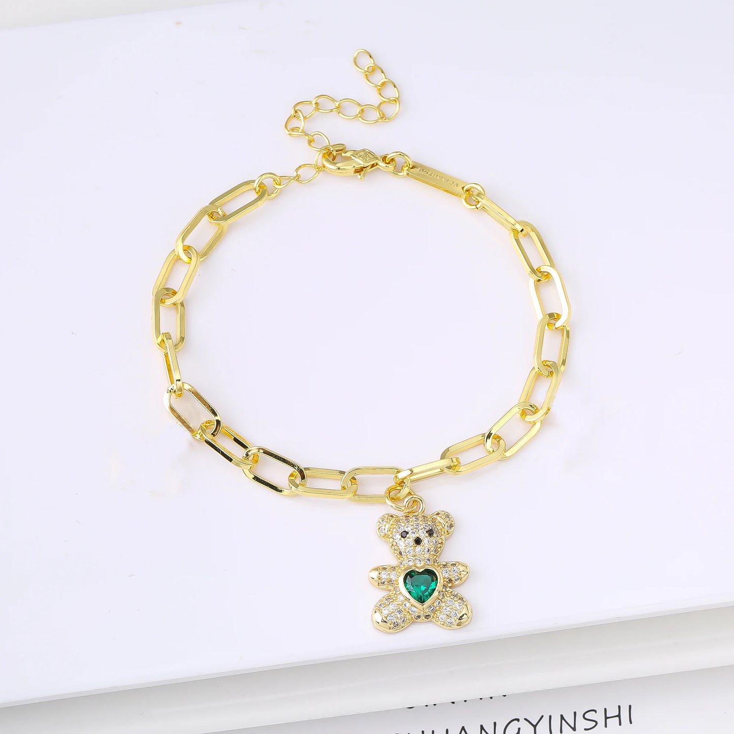 New Fashion Animal Bear Crystal Adjustable Copper Bracelet for Man Woman Punk Party Aesthetic Zirconia Jewelry Fine Gift