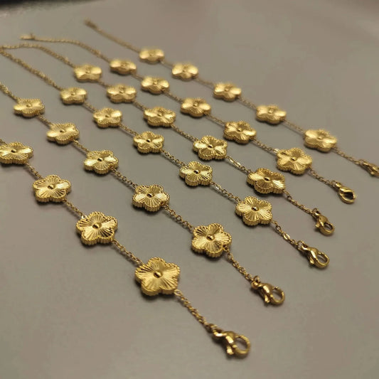 Hot Sale 316L Stainless Steel Classic Five Leaf Flower Bracelet Luxury for Woman Girl New Trend Party Flower Jewelry Gift Clover