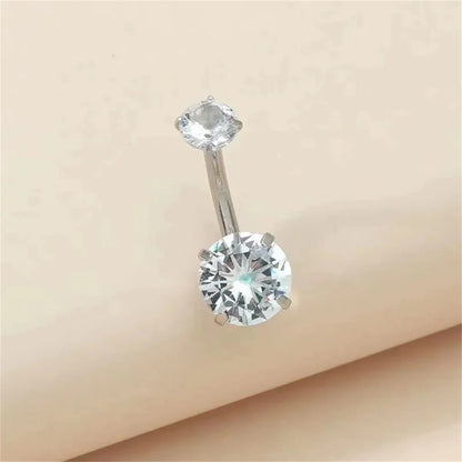 7Pcs Stainless Steel Zircon Navel Ring Set Gift,Vacation Beach Beach Jewelry