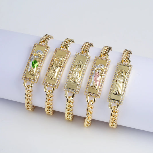 High Quality St. Jude Bracelet Copper Drip Oil Madonna Bracelet For Woman Man Party Birthday Daily Wear Religious Jewelry Gift