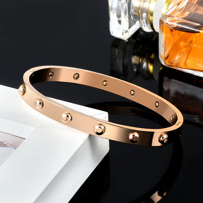 Trendy Round Ball Beaded Bracelets Bangles High Quality Stainless Steel Twist Balls Dots Bead Bangle for Women Jewelry Wholesale