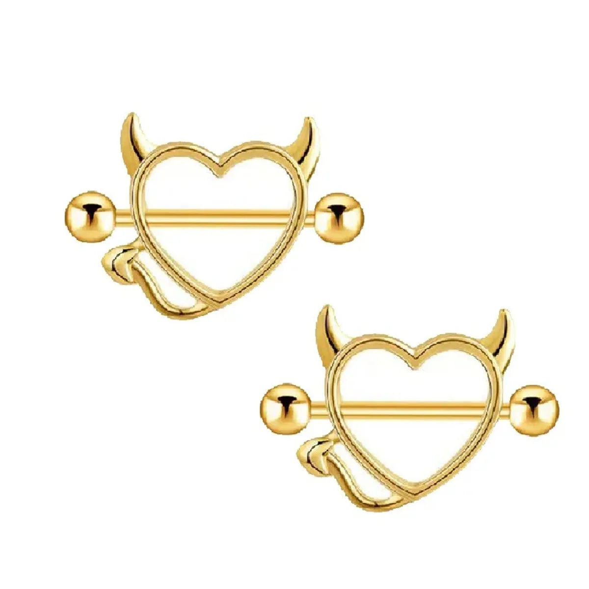 1/5Pairs 316L Stainless Steel Nipple Ring for Women, Various Colors Devil Love Heart Nipple Piercing Jewelry