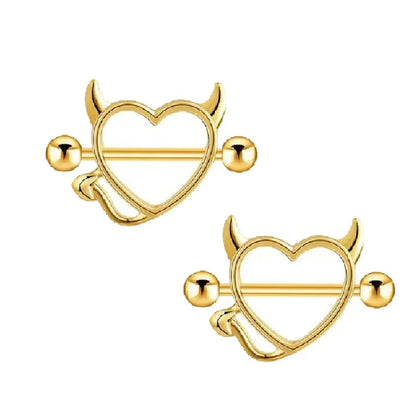 1/5Pairs 316L Stainless Steel Nipple Ring for Women, Various Colors Devil Love Heart Nipple Piercing Jewelry