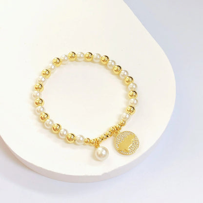 New Fashion Venezuelan Mexican Dominican Map Pendant Woven Pearl Chain Bracelet for Men Women Party Jewelry National Day Gift