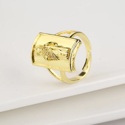 Gold Plated Classic Religious Character St. Jude Adjustable Ring Fashion for Man Woman Party Wedding Jewelry Gift Daily Wear