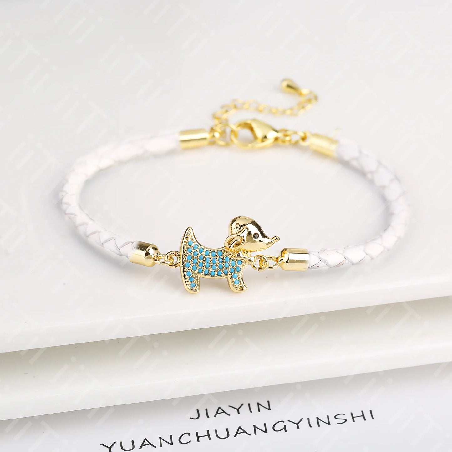 High Quality Zirconia Puppy Snake Elephant Cat Leopard Animal Theme Leather Rope Braided Bracelet for Man Woman Party Jewelry