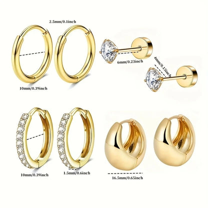 8pcs Hypoallergenic Thick Earrings Cartilage Jewelry Set