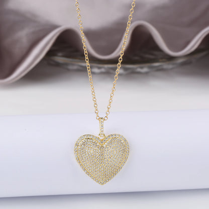 4 Colours Shiny Cubic Zirconia Heart Shape Pendant Necklace Romantic for Woman Girl Party Anniversary Jewellery Gift Accessory