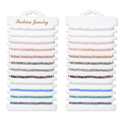 Wholesale 12Pcs/Set Colorful Natural Stone Bracelets Adjustable Rope Braided Bracelet Handmade Bohemia Bracelets with Cards