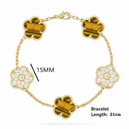 Simple 15mm Natural Shell Stone Five-Leaf Flower Set Bracelet Necklace Classic Flower Woman Jewelry Sets For Party Daily Wear