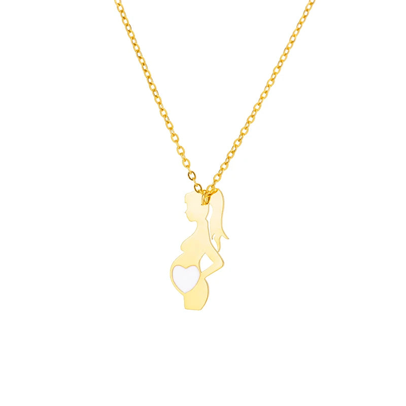 Mom 's Baby Stainless Steel Gold Color Chain Necklace For Women Double Love Heart Necklace Mother's Day Christmas Gift Jewelry